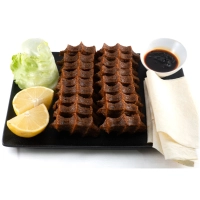 Family mix tweepersoons katmer, 30 stuks sushi en 60 stuks çiğköfte, 8 lavas brood, 2 porties groenten , 2 porties tursu (zoetzure turkse mix) 4 porties granaatappelsaus en 4 porties pittige Hanzade saus